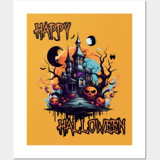 Haunted House Happy Halloween Posters and Art